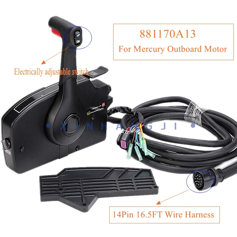 881170A13 For Mercury Outboard Motor Side Mount Remote Control Box with 14Pin 16.5FT Wire Harness Boat Accessories