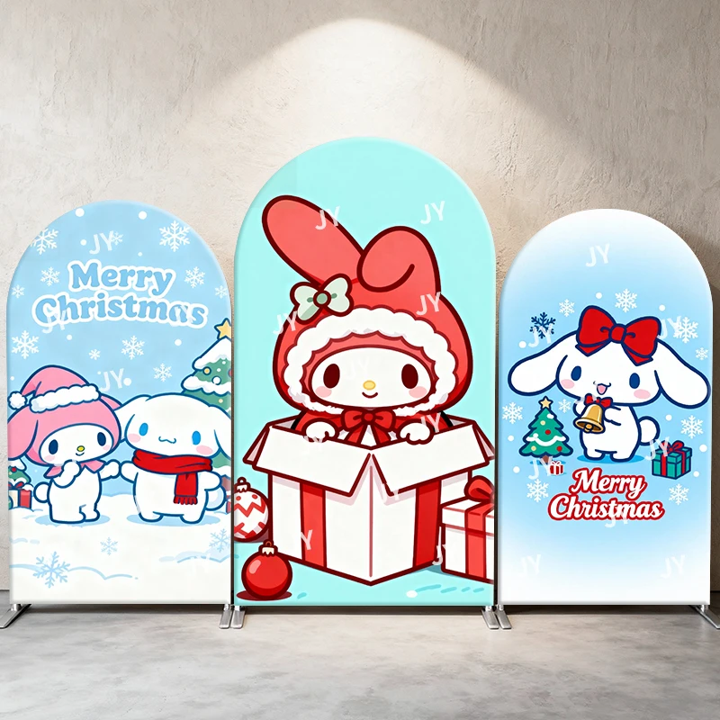 

Christmas Sanrio Arch Backdrop Cover My Melody & Cinnamoroll Theme Party Decor Photo Booth Background Holiday Supplies