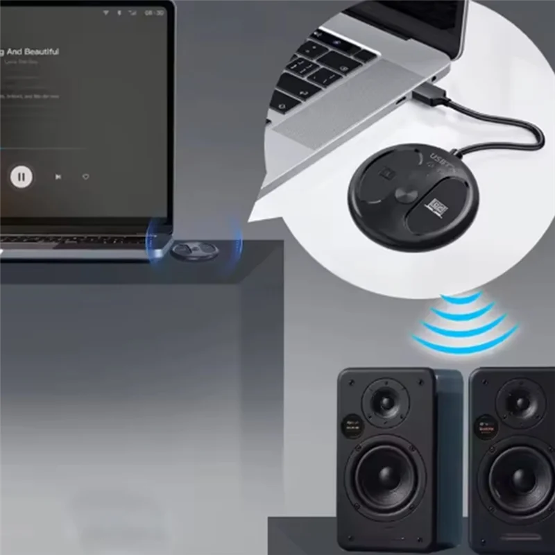 USB Bluetooth 5.4 Audio Transmitter 50M Wireless Stereo Music Adapter USB Dongle 2 Headphone Support Barrier-Free Connectivity