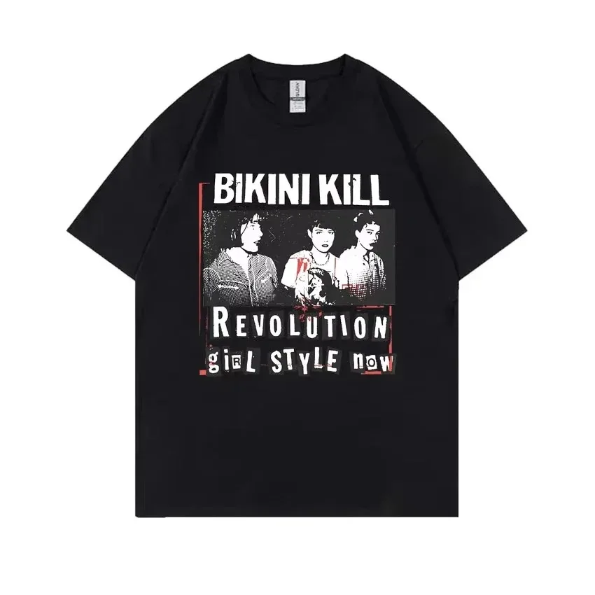 Rock Punk Band Bikini Kill Revolution chica camiseta feminista Riot Grrrl Kathleen Hanna camiseta hombres mujeres Vintage camiseta de gran tamaño