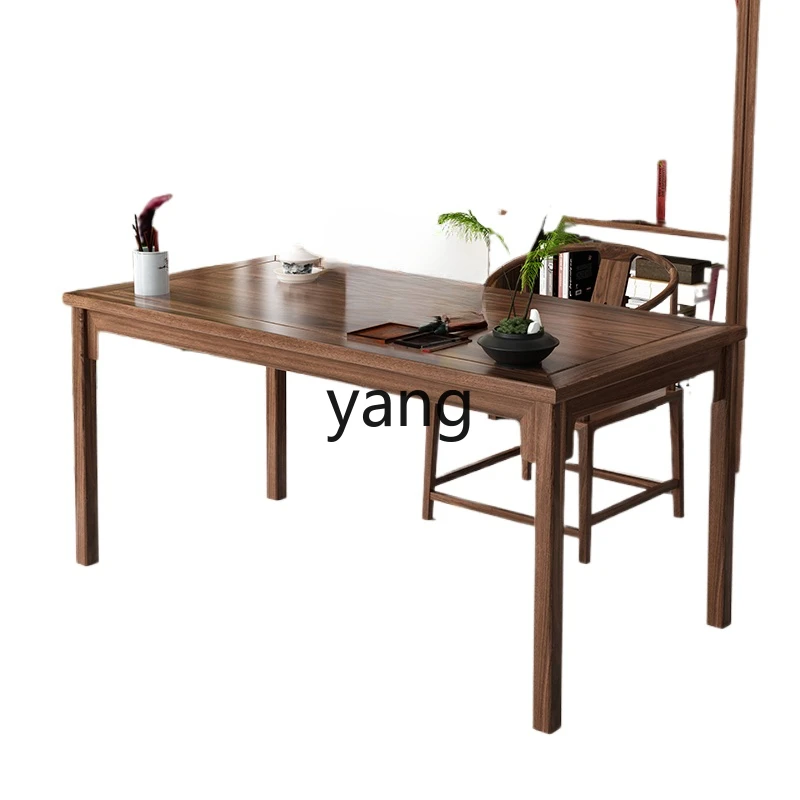 

ZL new Chinese black walnut solid wood table with drawers writing painting study table