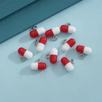 10顆藥丸膠囊樹脂吊墜飾品,適用於DIY珠寶製作配件、手工耳環、項鍊、手鍊 8 最佳銷售 藥丸護符 - №1