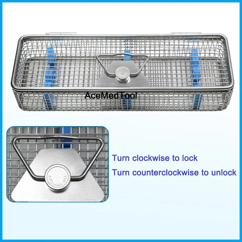 Sterilization Storage Container Filter Disinfect Box Lockable Stainless Steel Wire Medical Disinfection Cage Box
