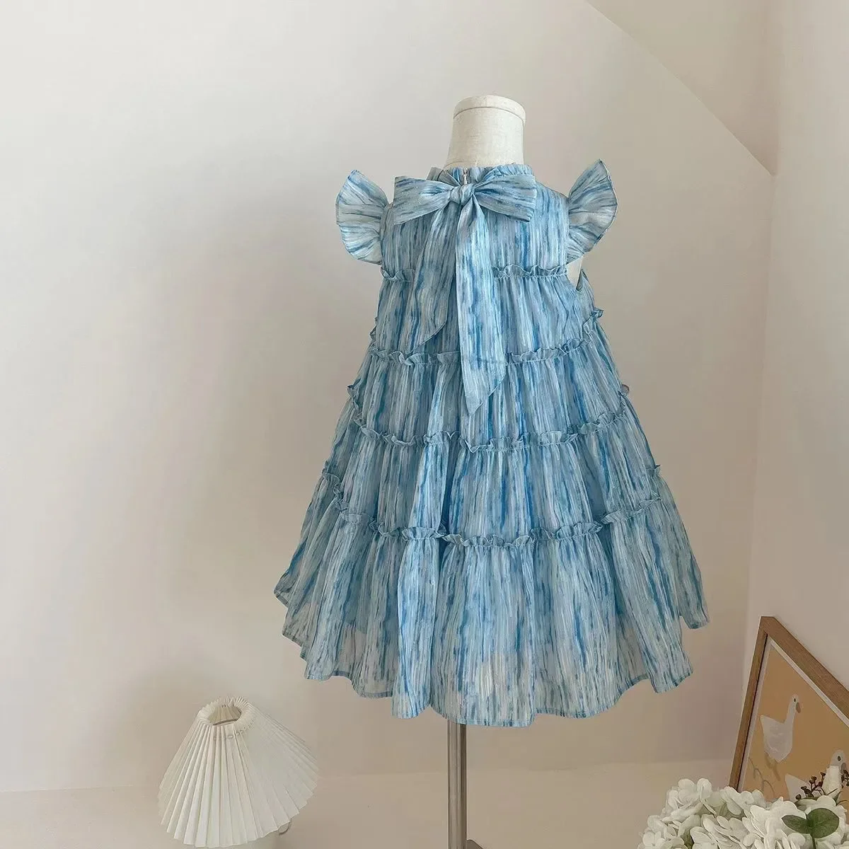 Girl Dress Summer Clothing Baby Girl Gift Vaction Dress Going Out Casual Blue Color Dress Children Kids Clothing