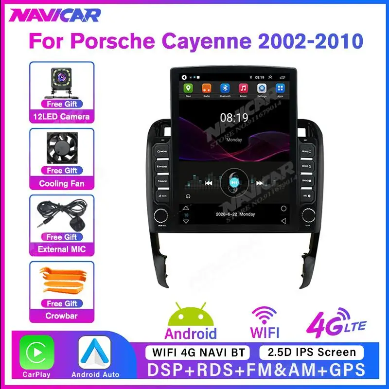 

NAVICAR Car Radio For Porsche Cayenne 2002-2010 2 Din Android10 Car Stereo 8Core Radio Automotive GPS Navigation Screen NO 2DIN