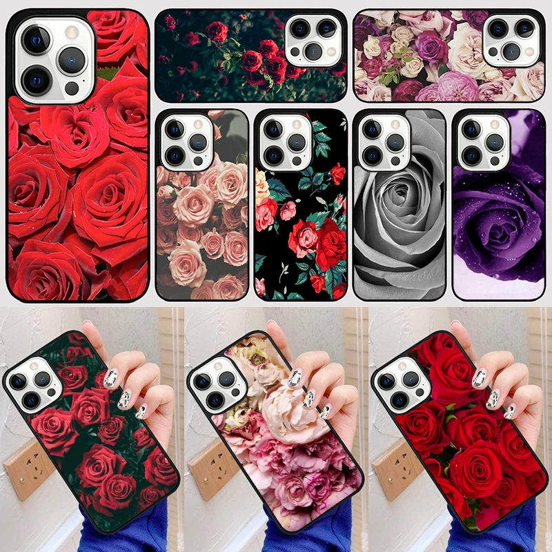 เคสโทรศัพท์ลายดอกกุหลาบสีชมพูสไตล์เรโทร สำหรับ iPhone 17 Air 16 15 14 13 11 12 Pro Max Plus