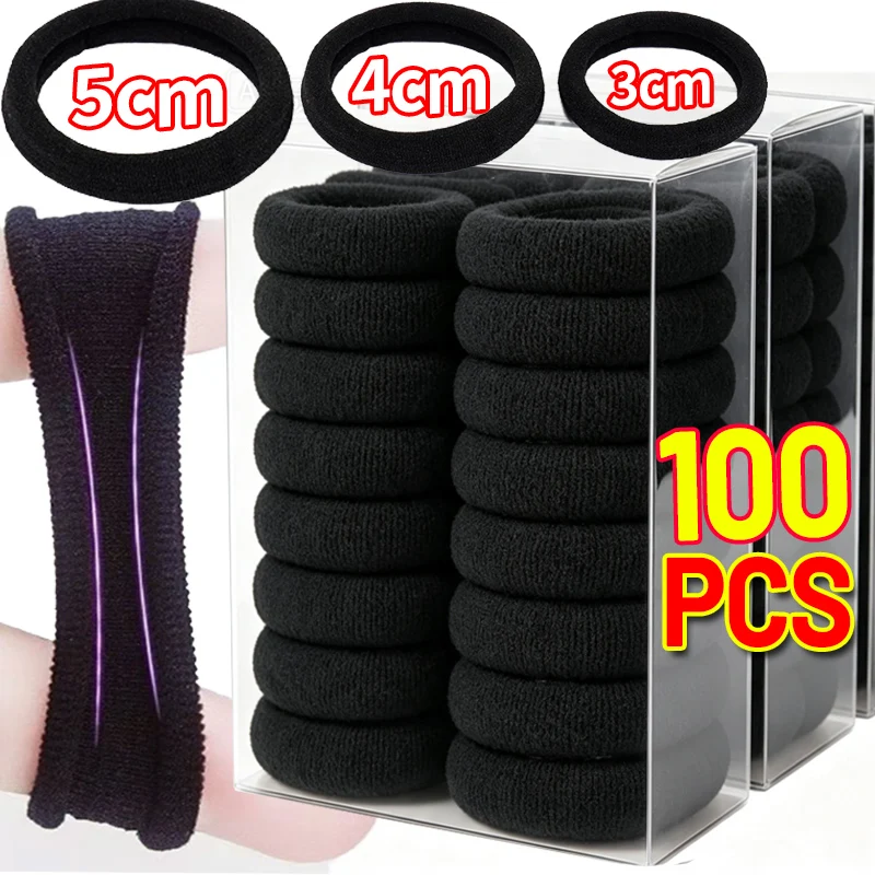 10/100pcs Black Basic Hair Bands Women Girls Simple High Elastic Rubber Ropes Scrunchies Headband Ties Ponytail Holders 4/5cm