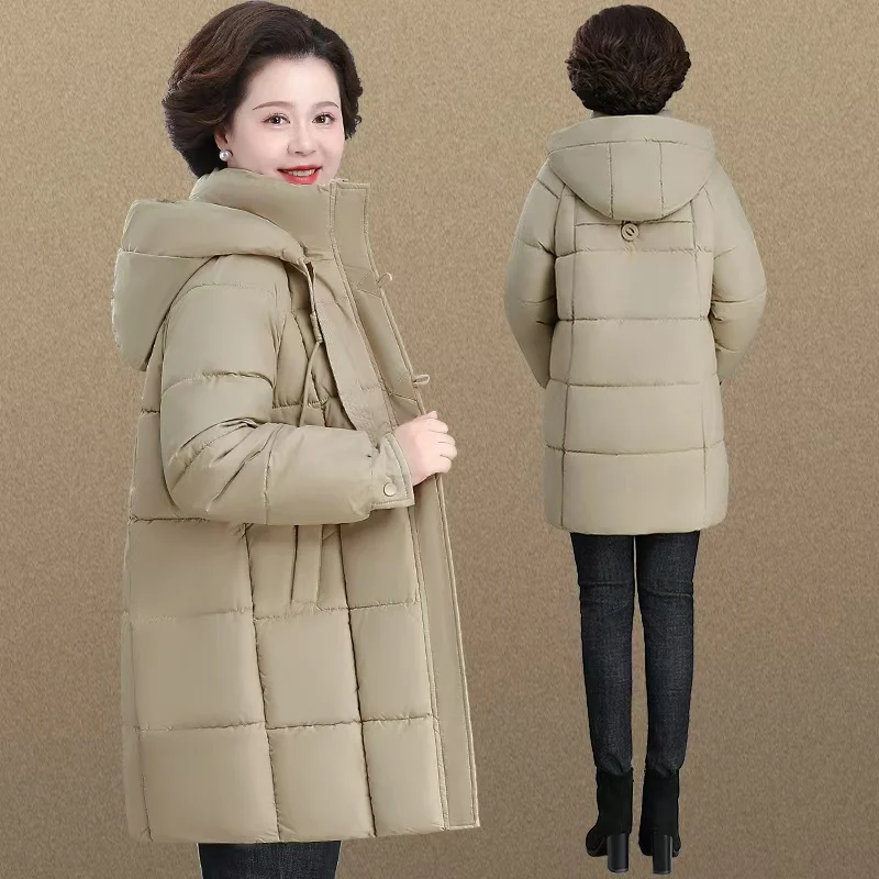 

Thiened Long down Jaet Women's Winter Clothes Coat Du Feather Cotton for Middle-Aged And ly Autumn And Winter Cott...
