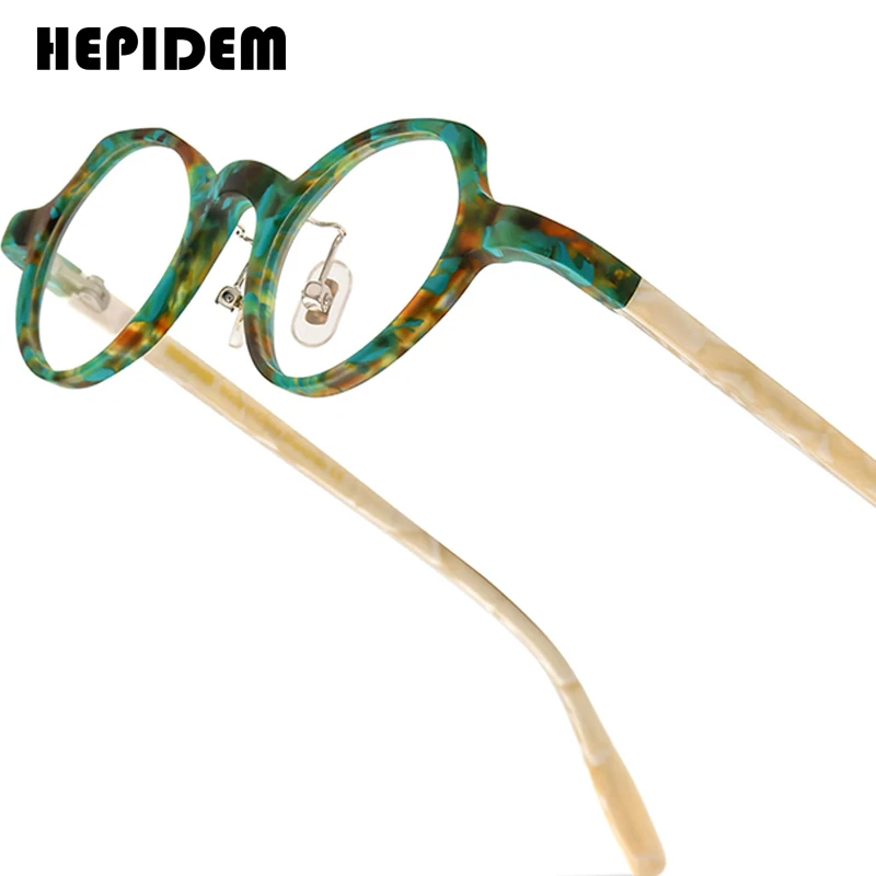 

HEPIDEM Acetate Glasses Frame Men Famous Brand Design Retro Round Women Nerd Eyeglasses Spectacles Small Vintage Eyewear 9280