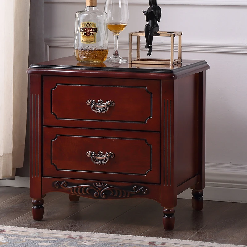 American solid wood bedside table Modern Chinese walnut &begonia color fully furnished bed and breakfast bedroom storage