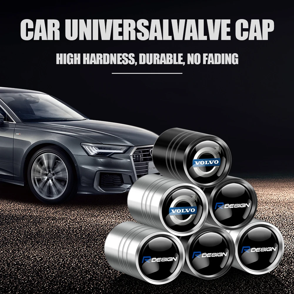 4PCS Car Wheel Tire Valve Stem Caps Covers For VOLVO RDESIGN AWD S40 S60 S90 XC40 XC60 XC90 V40 V50 V60 T6 AWD S60 Auto Styling