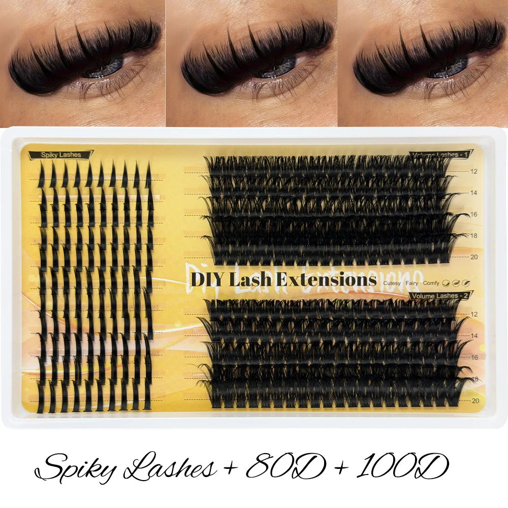 DIY Spiky Lash Extension Wimpernbüschel Mega Cluster Wimpern 80D 100D Wimpern Spikes Wimpernbüschel Volumen Einzelwimpern