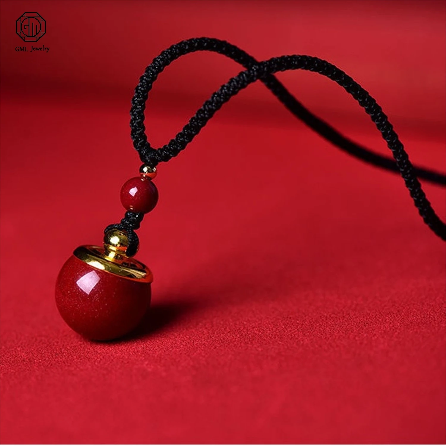 Refillable Cinnabar Gourd Pendant Locket for Women Openable Hollow Necklace Lucky Charm Fortune Longevity Prosperity Red Jewelry
