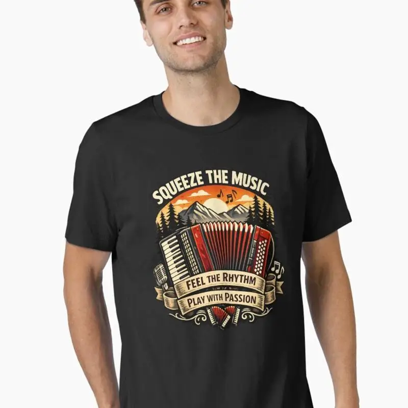 Squeeze The Music Accordion Player Vintage Sunset Essential T-Shirt