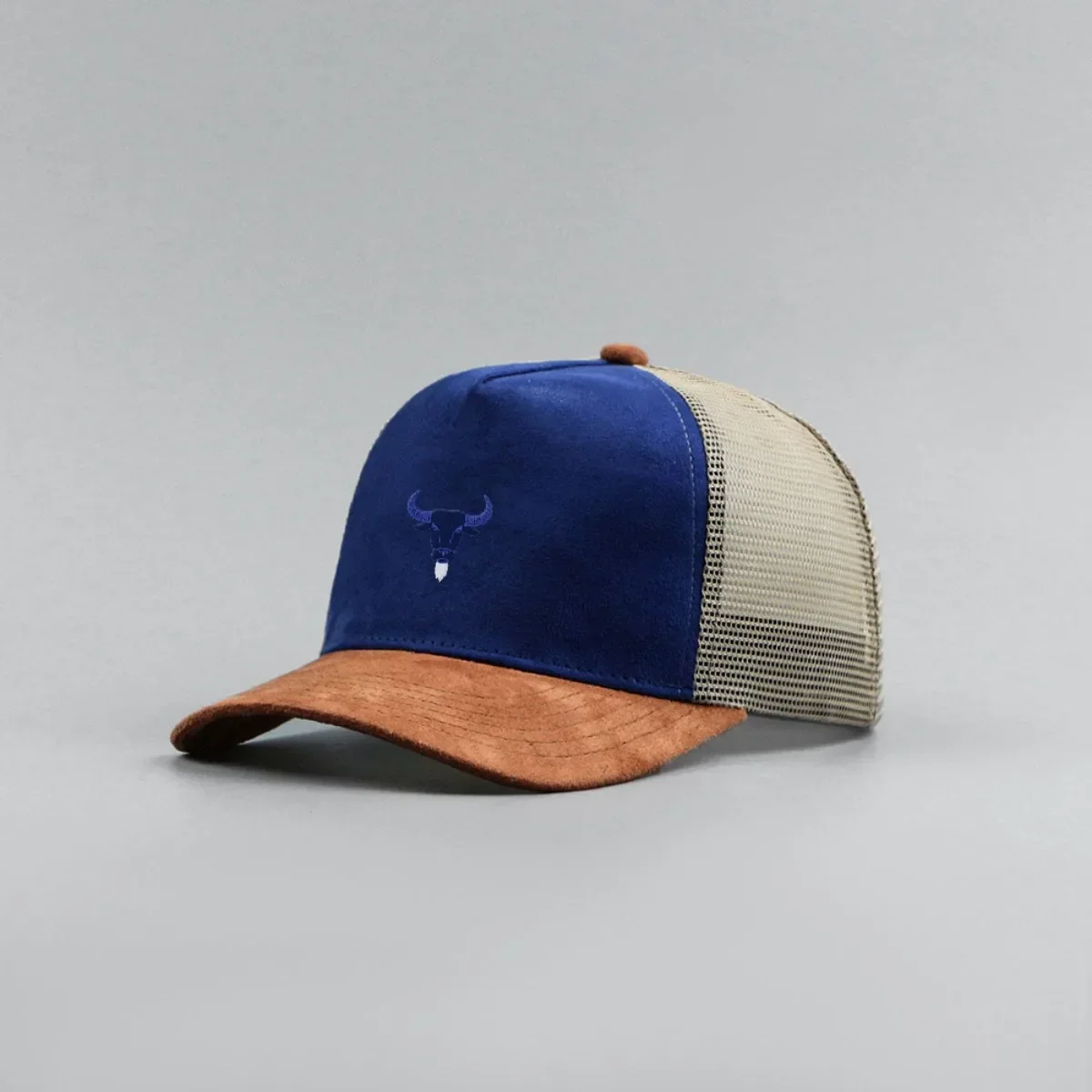 Blue Bull Head Print Unisex Mesh Wildleder Trucker Hut Frühling Sommer Atmungsaktive Sport Baseball Cap Frauen Männer Outdoor Sonnenhut – Detail 6