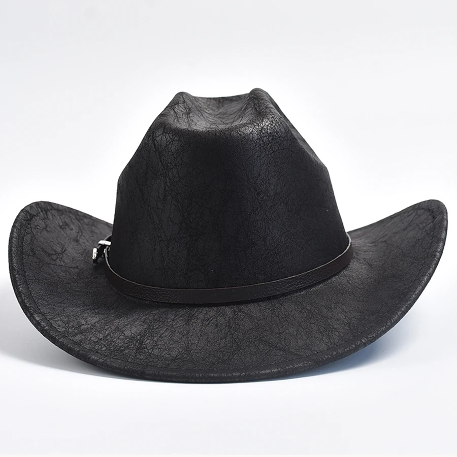 Uomo donna Western Cowboy cappelli ecopelle Vintage Gentleman Cowgirl Jazz cappelli Sombrero Hombre