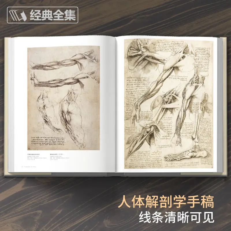 Renaissance Figuur Hardcover Da Vinci Manuscripten Collection Schets Menselijk Lichaam Anatomie Schilderen Gratis Verzending