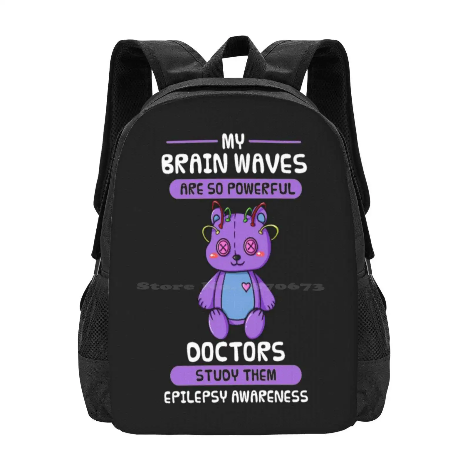 My Brain Waves Are So Powerful Doctor Epilepsy Teen College Student Backpack Pattern Design Bags Epilepsy Book Epilepsy Cup