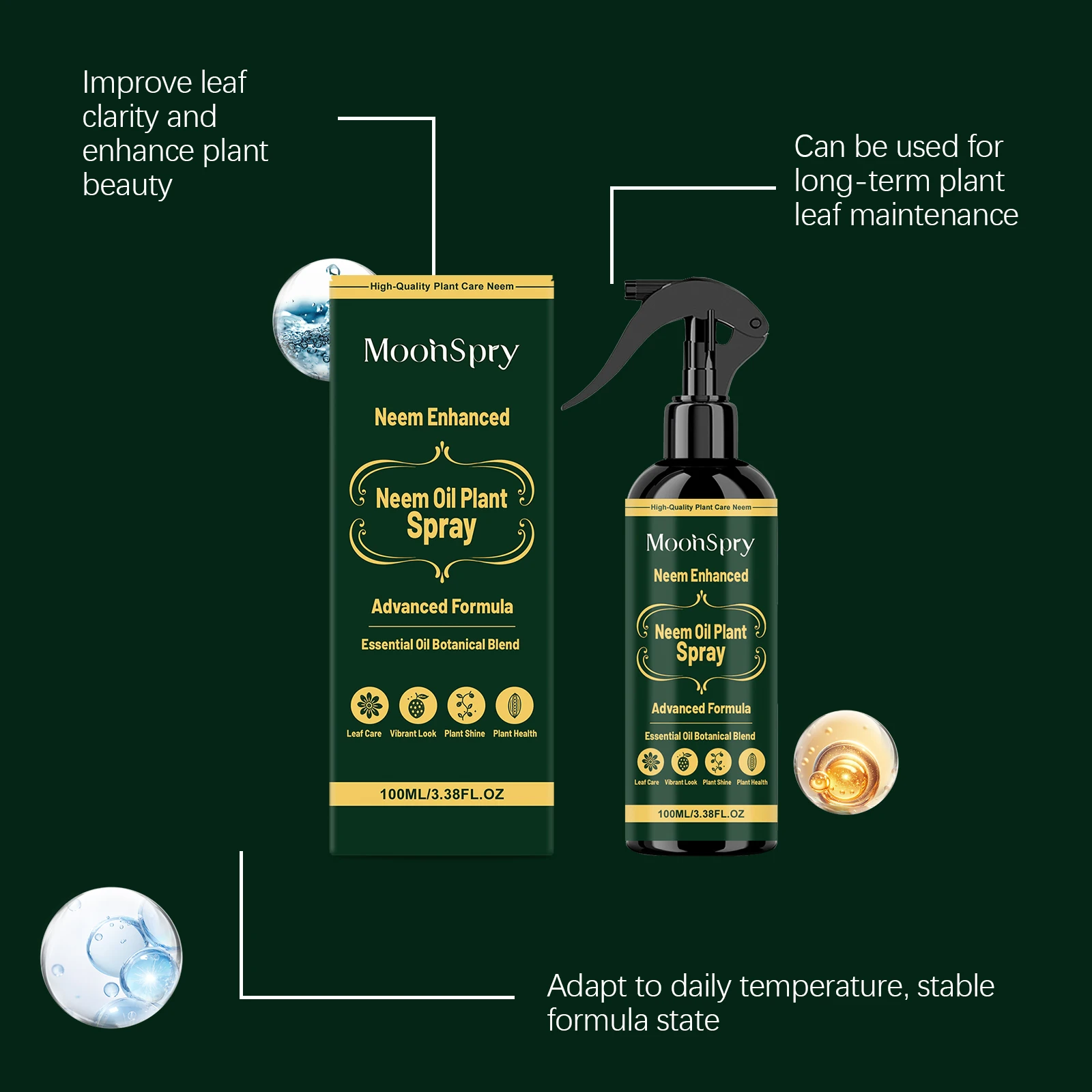 100ML Neem Oil Plant Care Spray Mild Formula Daily Plant Care Multipurpose Nutrient Supplement Plant Fertilizer for Potted Plant