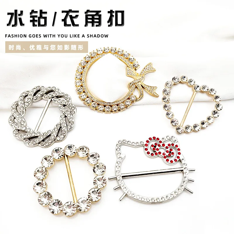 1pcs High-grade Clothing Belt Buckles for Women Metal Buckle Pearl Rhinestone Decorative Accessories Corner Knot Buckle