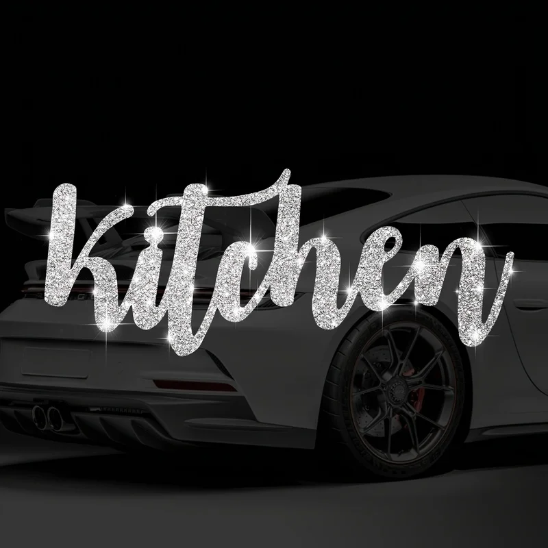Kitchen Slogan Wall Stickers, Art Decorations, Aesthetic Wall and Cabinet Decoration Rhinestone Decals