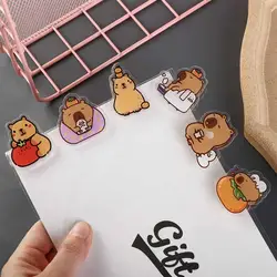 Persimmons karikatür Memo klip sızdırmazlık kelepçe dekoratif Capybara Kawaii PP klip akrilik karikatür akrilik kağıt klip öğrenci çocuklar