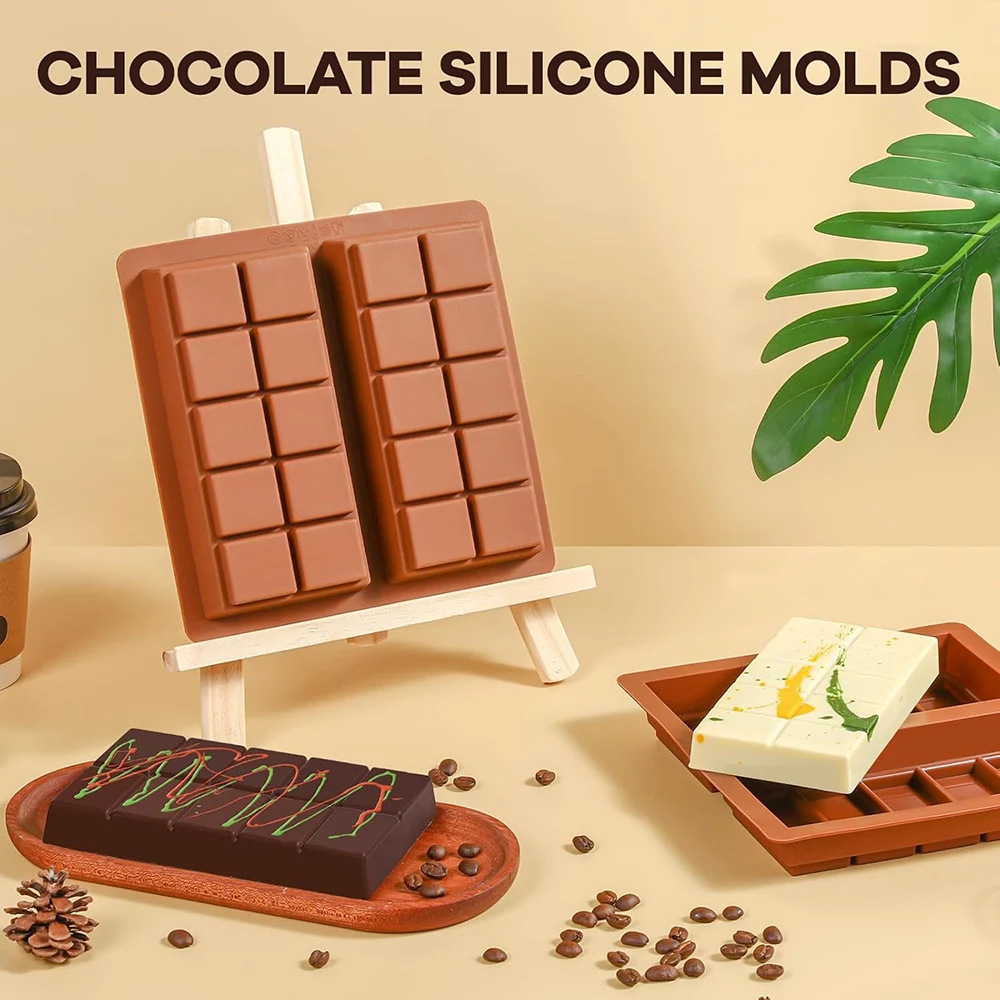 Chocolate Bar Molds Silicone Dubai Chocolate Bars Making Mould,BPA Free Durable Easy Release Protein Energy Handmade Gifts