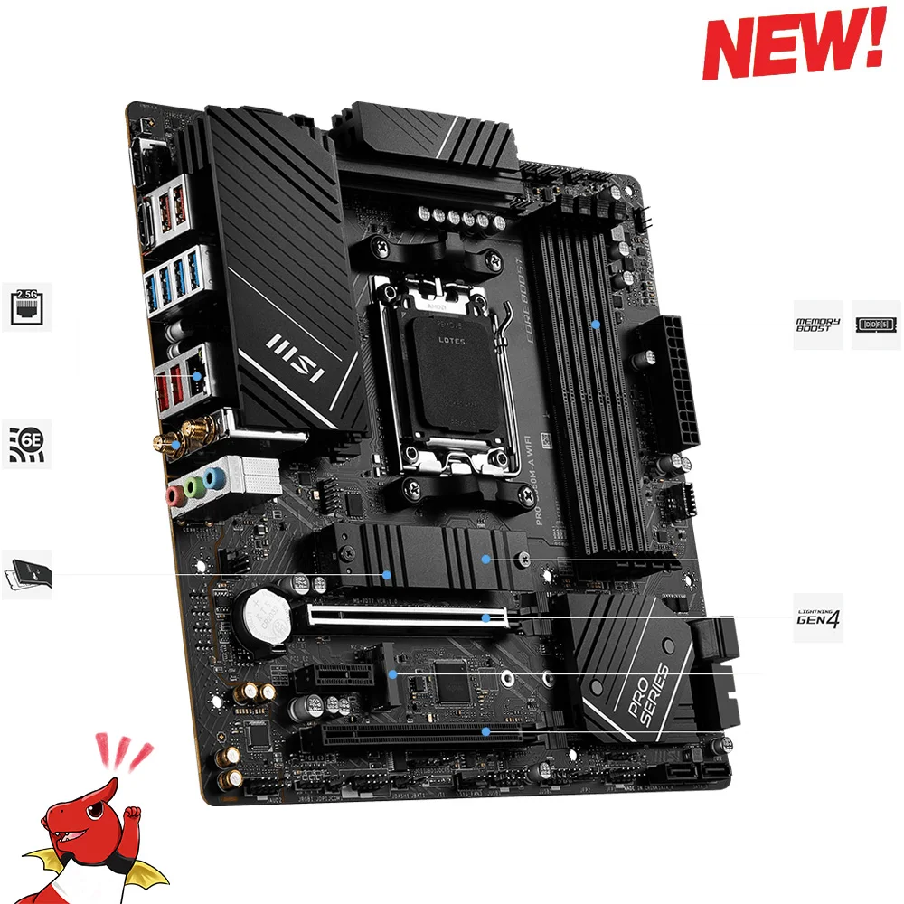 New MSI PRO B650M-A WIFI DDR5 PCI-E 4.0 Micro ATX Motherboard+AMD RYZEN 7 7700X Processor+Kingston RAM DDR5 6000MHz 32GB RGB Kit