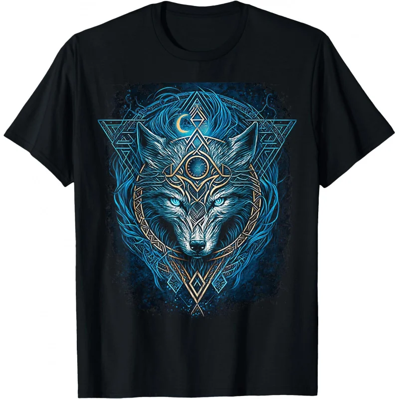 Odins Wolf Viking Norse Runes Nordmann Mythology Gift T-Shirt 100% cotton Norse Myths Valhalla Graphic clothes All size tops
