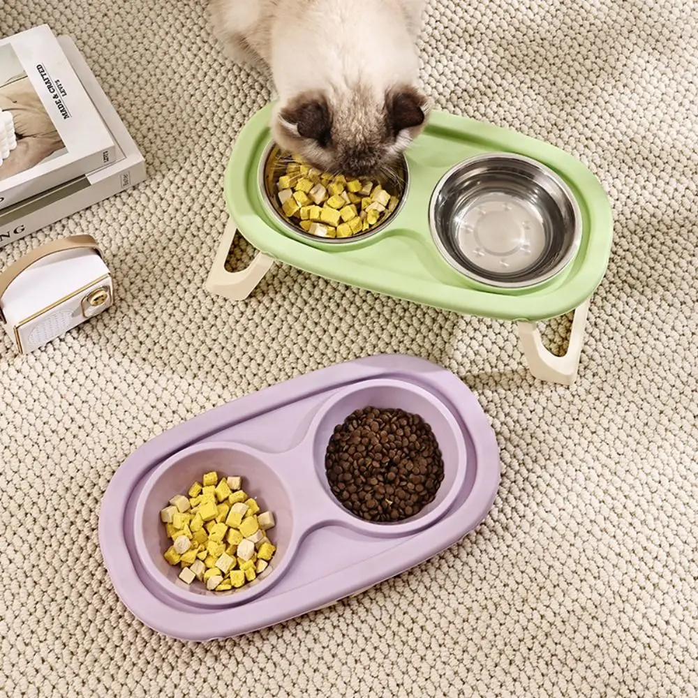 Practical With Stand Pet Bowl Non-Slip Large Capacity Dog Food Bowl Protect Cervical Spine 2-in-1 Dog Food Container
