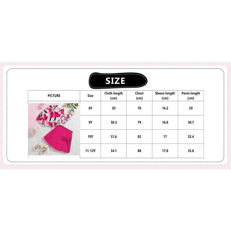 Summer Girl Sets Fashion camicia stampata a maniche corte + Pink Solid Bow Knot Culotte Cute Style 8-12 Age Sweet Girl Set da 2 pezzi