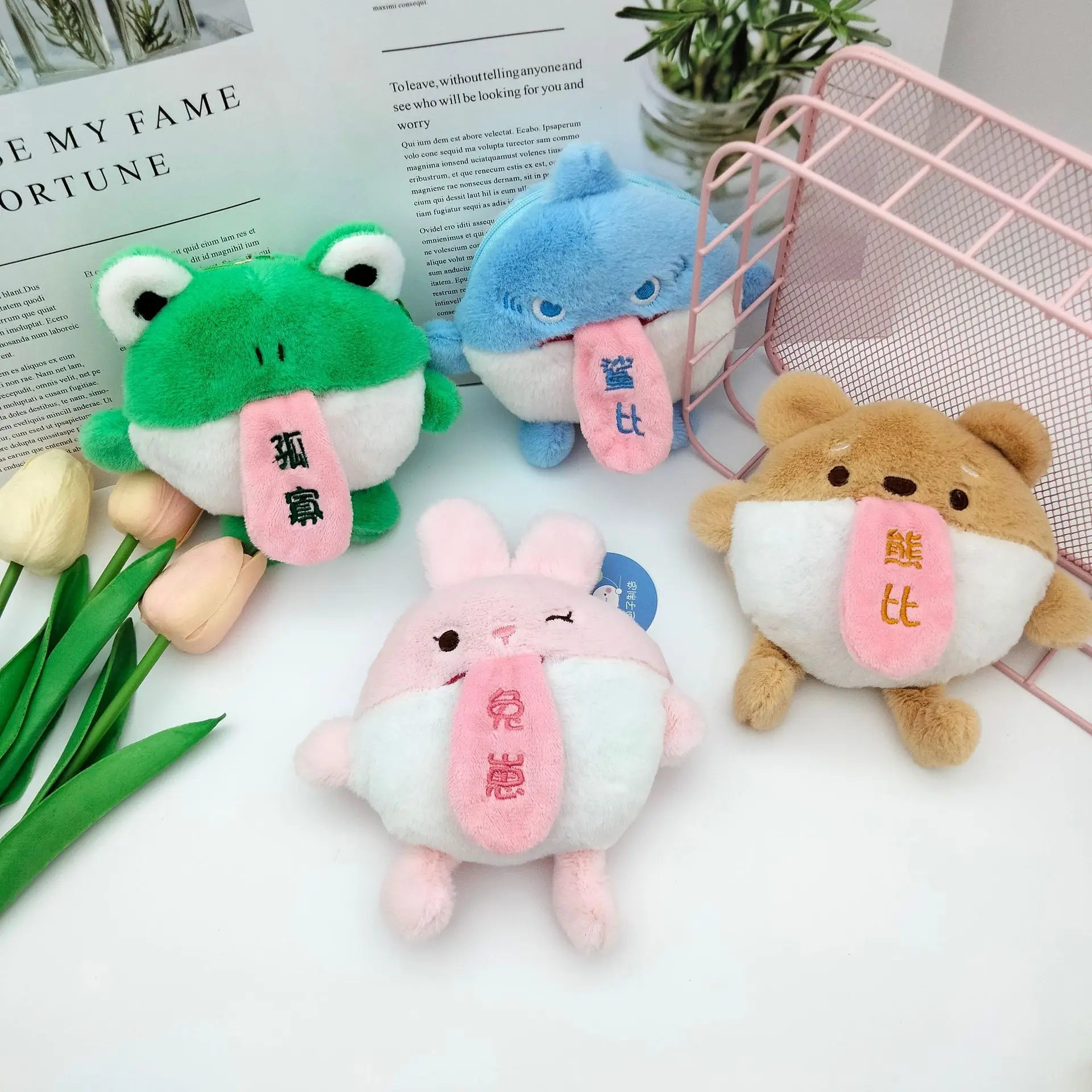 10cm New Cute Shark Frog Funny Coin Purse Plush Zipper Wallet Bear Rabbit Kids Women's Wallet Change Purse Key Earphone Pouch