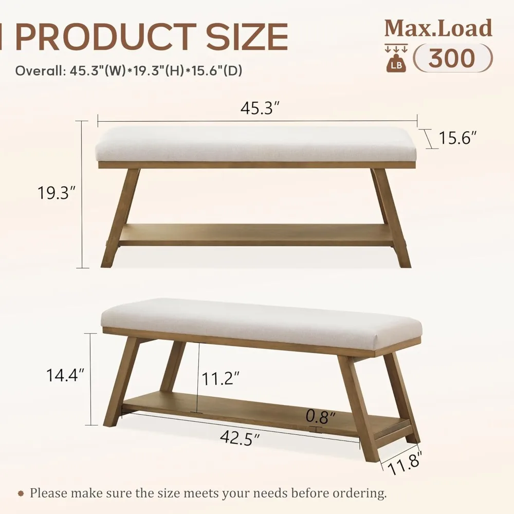 Stylish Upholstered Storage Bench for Entryway, Bedroom, Living Room, and More