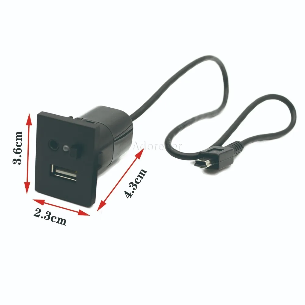 1PC Black Car Interior USB AUX Jack Input Adapter Black Mini Cable Interface Switch Part Fit For Ford Focus 2 MK2 2009-2011