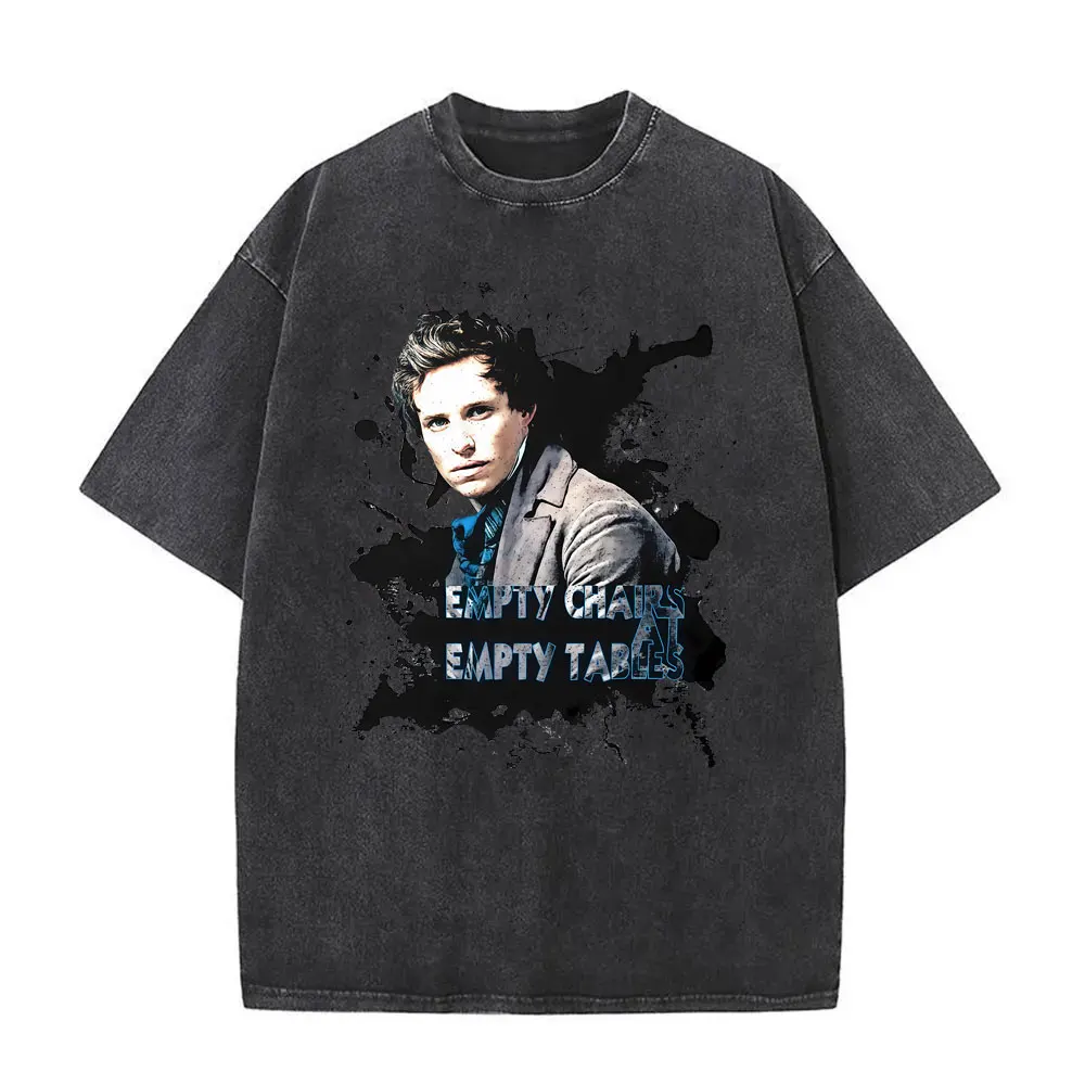 

Washed Vintage Eddie Redmayne Graphic T-shirt TV Play The Day of The Jackal Men Women Casual O-collar Cotton T Shirts Streetwear
