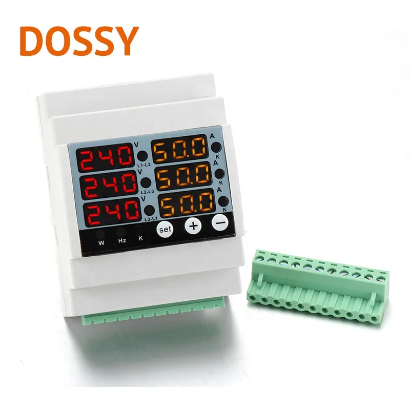 digital display meter DIN-M three phase voltage current frequency and power meter multy-function meter din rail meter