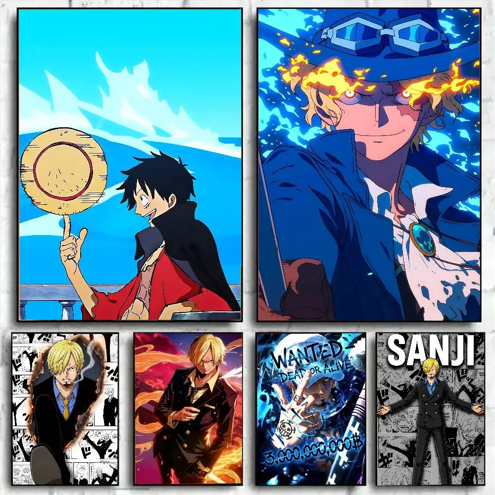 One Piece Anime Poster Monkey D. Luffy HD-Leinwand-Wandkunst, wasserfester Druck für Schlafzimmer, Wohnzimmer, Heimdekoration, Geschenk