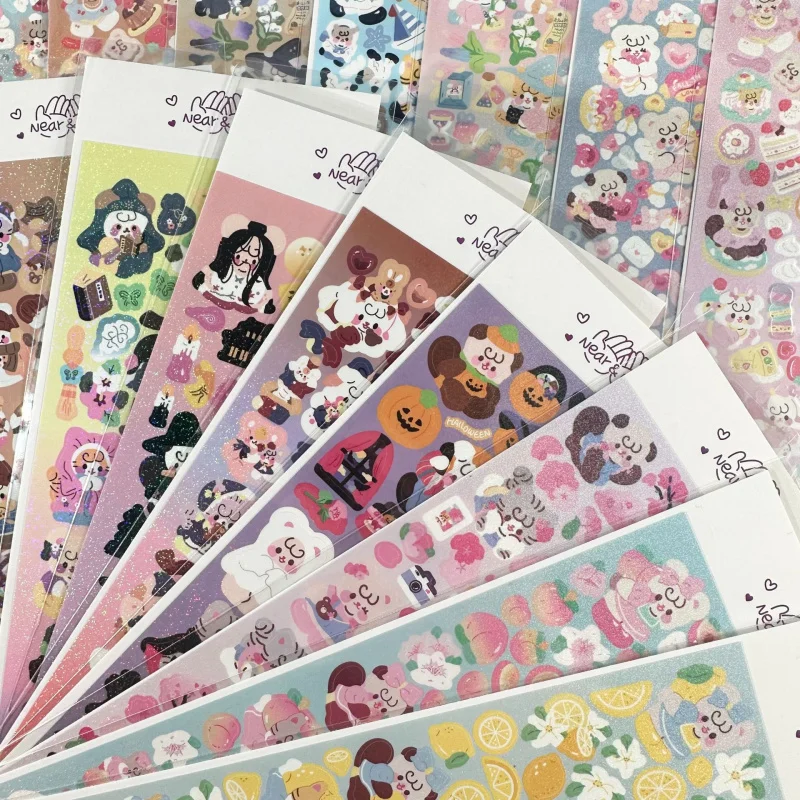 Korean bobobo Laser Cute Cartoon Animal Stickers Hand Account Phone Case Planner Scrapbook Stationery DIY Decorative Stickers