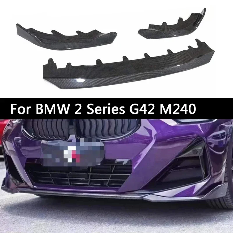 

Для BMW 2 серии G42 M240 Передняя губа из углеродного волокна Автомобильный передний бампер Переключатель Спойлер Диффузор Передняя губа Подбородок Модернизированный кузовный комплект