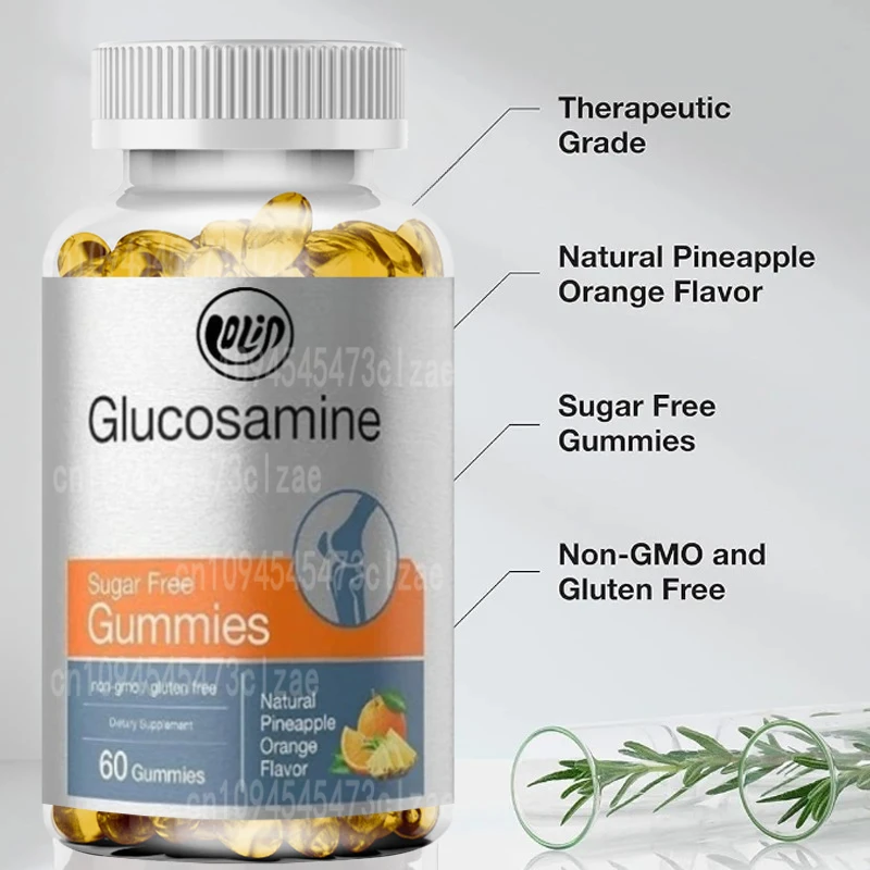 

Glucosamine Gummies | Sugar Free 60 Pills Pineapple Orange Flavor Non Genetically Modified, Without Gluten Supplements