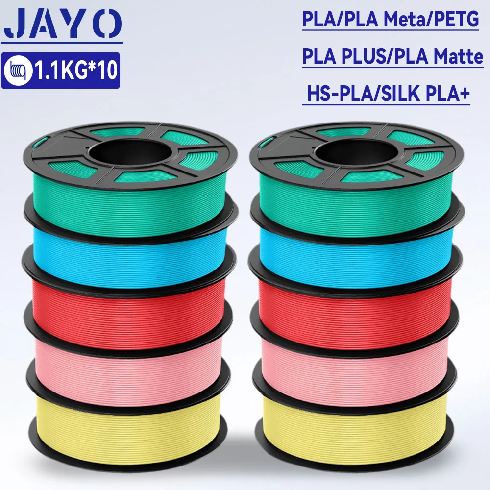 JAYO 10 Rolls 3D PLA/PLA Meta/PETG/PLA PLUS/PLA Matte/HS-PLA/SILK Filament 1.75mm  3D Printing Materials for 3D Printer&3D Pen