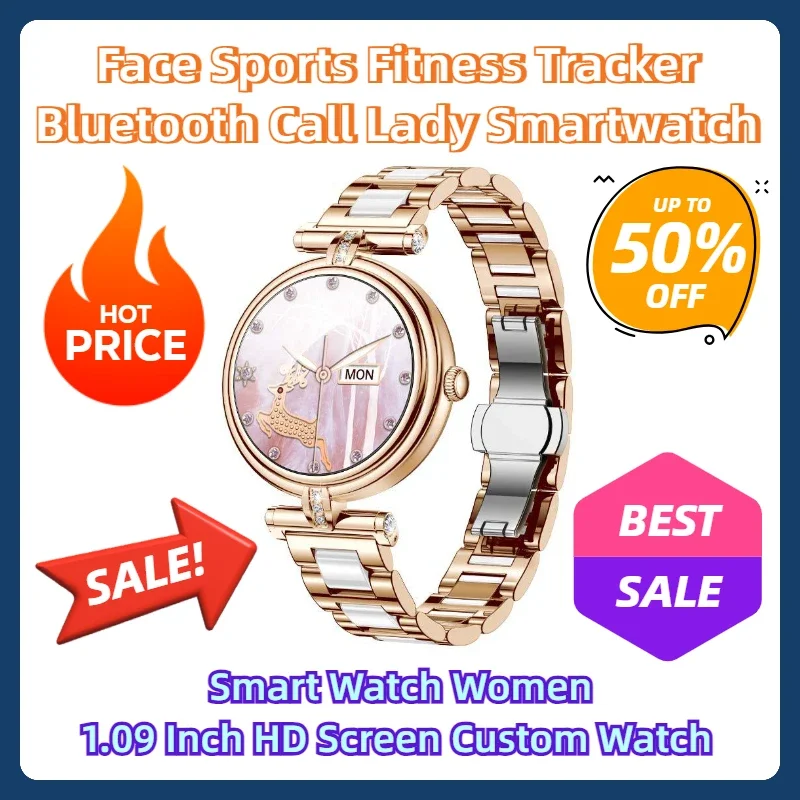 

Face Sports Fitness Tracker Bluetooth Call Lady Smartwatch Smart Watch Women 1.09 Inch HD Screen Custom Watch