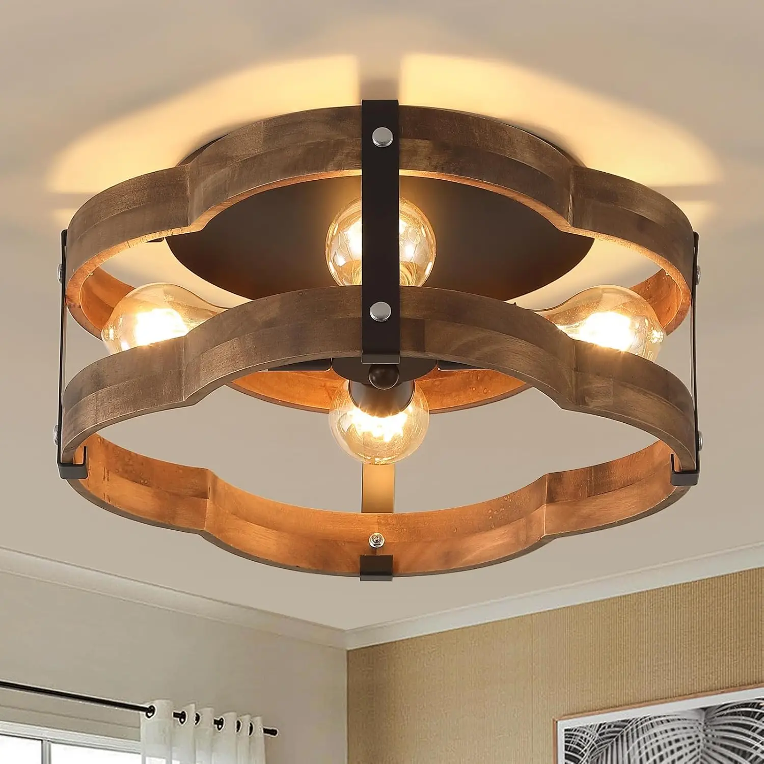 

Потолочный светильник в деревенском стиле, 14,17 дюйма, из дуба и металла, для прихожей, спальни, для помещений