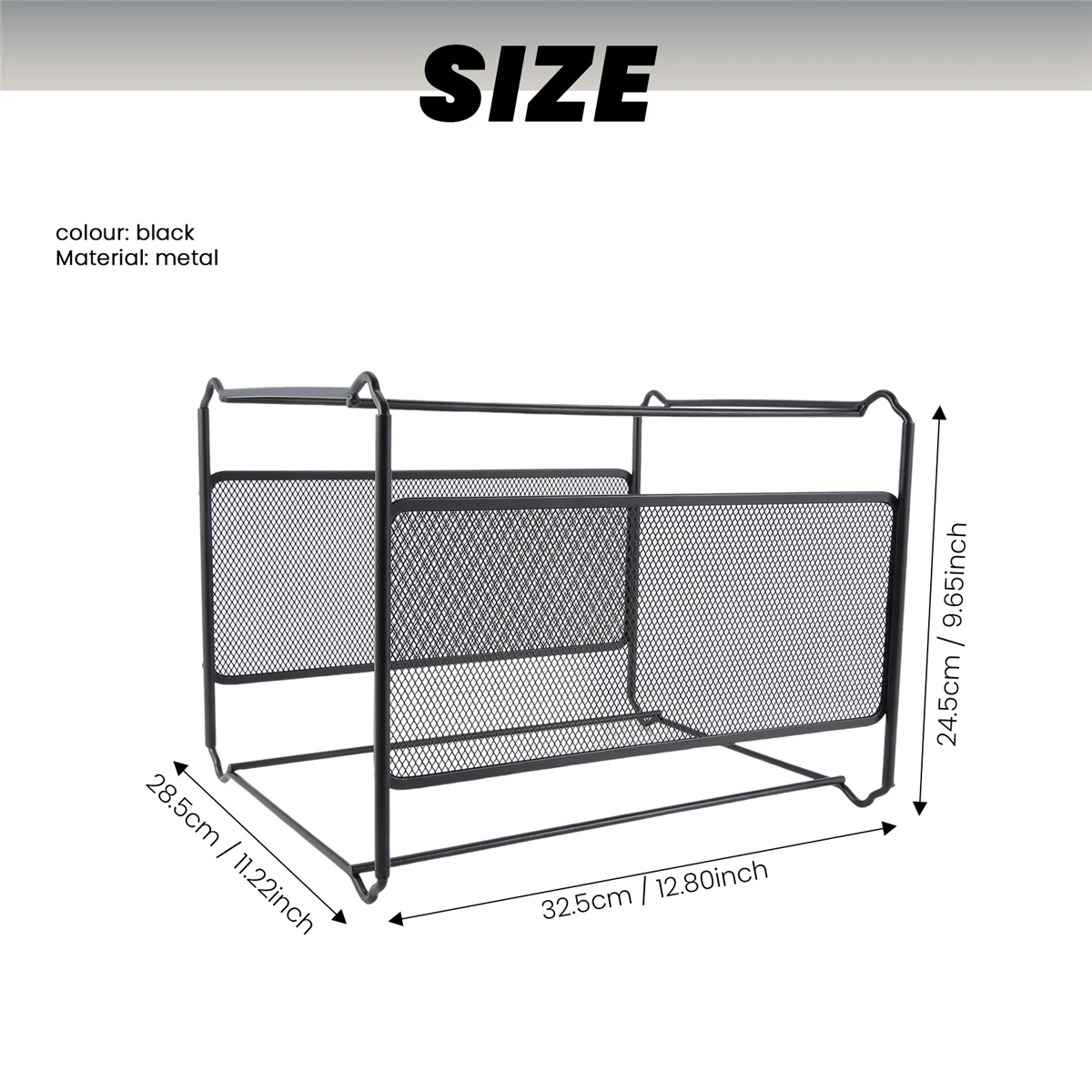 Venda quente a4 malha de metal arquivo organizador caixa pendurado pasta de arquivo caixa de armazenamento de mesa titular prateleira armazenamento para escritório casa