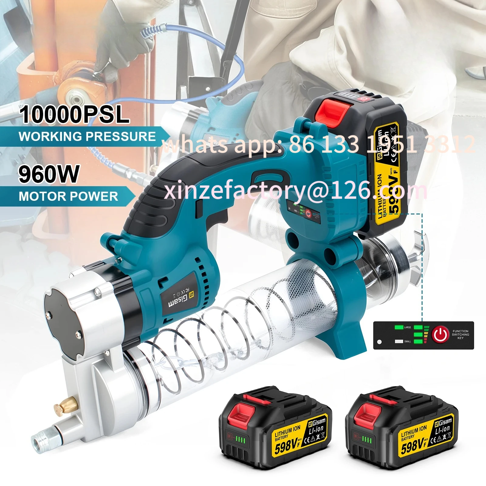 

Customizable 10000PSL 69Mpa Cordless Electric Grease Gun High Pressure Car Lubricating Oil Car Maintenance Tool For Makita 18v B