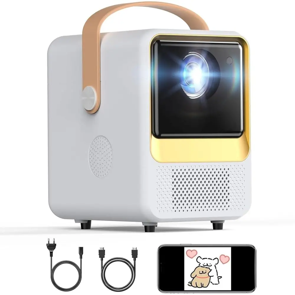 Portable 5.2 Bluetooth Projector with HDMI/Audio/USB, 1080p for Home DIY Carpet Projection