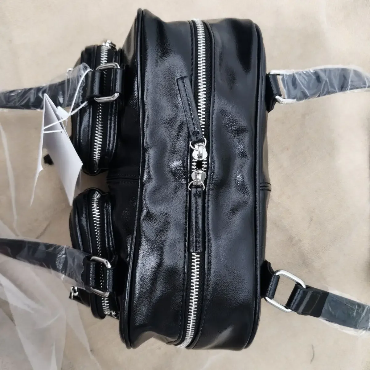 Korean Matin Kim Double Pocket Zipper Biker Style Large Capacity Fashionable Commuter Versatile Handheld Underarm Shoulder Bag