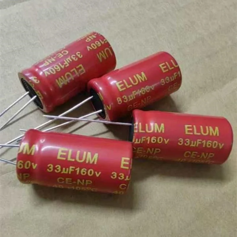 10PCS 160V 33UF 33UF 160V ELUM High Midrange Red Robe Crossover Non-Polarized NP Electrolytic Capacitor 13X25