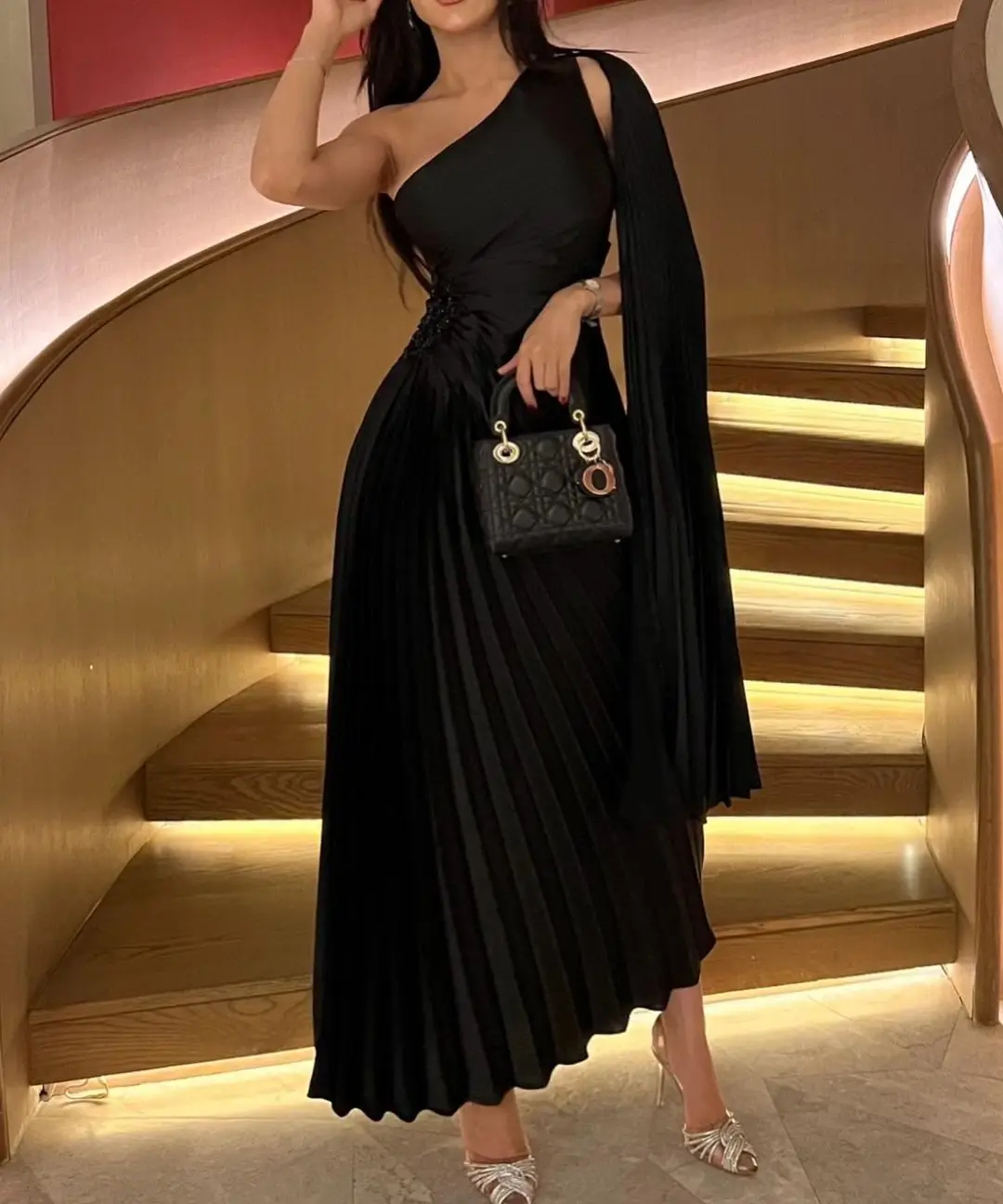 Sapmae One-shoulder Sleeveless Black Sheath Tea-length Zipper Up Simple Prom Evenning Cocktail Formal Dress For Women In 2024