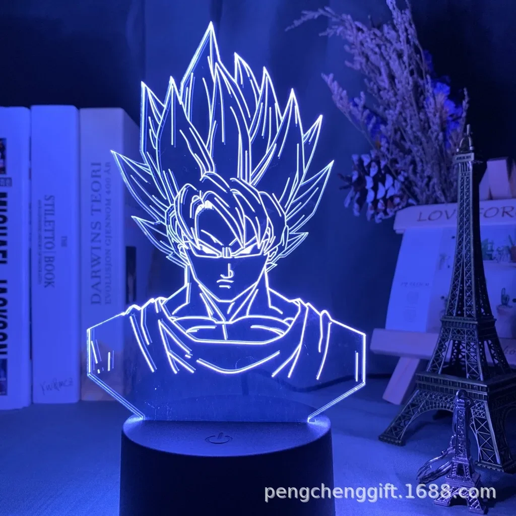 Japanese Anime Figure Dragon Ball Z 3D Lamp Son Goku Gohan Vegeta Broly Frieza Action Figuras LED Night Light Kids Manga Gift